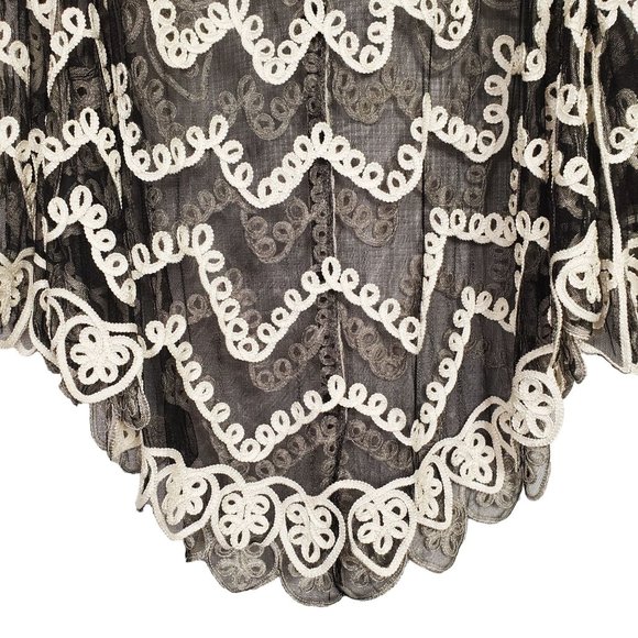 Pretty Angel XL Jacket Silk Lace Embellished Soutache Button Front Layer Sheer - Picture 8 of 10